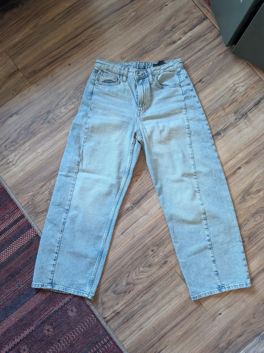 Zara Light Blue Barrel Jean